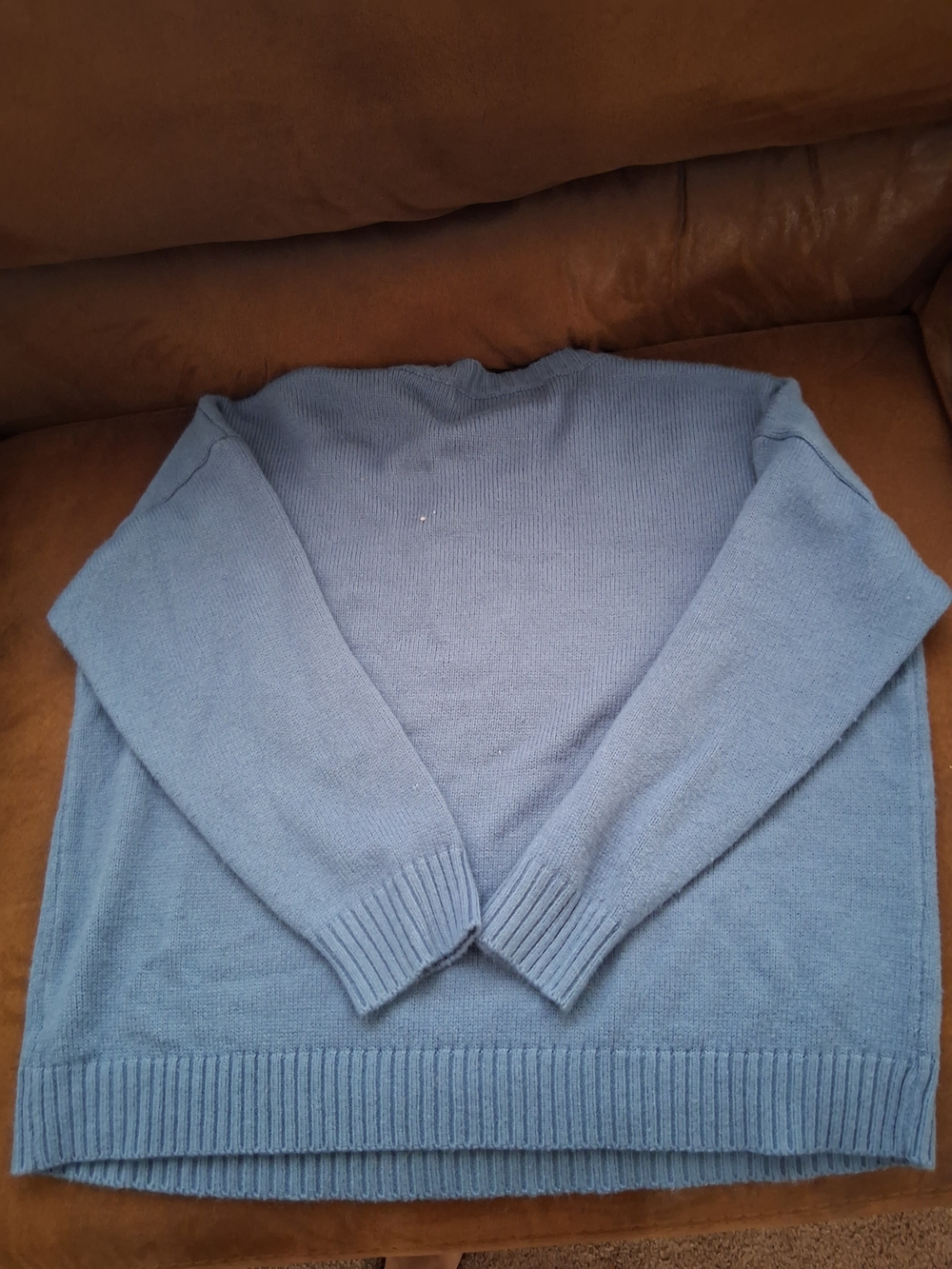 SHEIN Sz 8 Women's Blue Knit Sweater w/ Orange Mushroom Excellent Condition - Picture 5 of 5